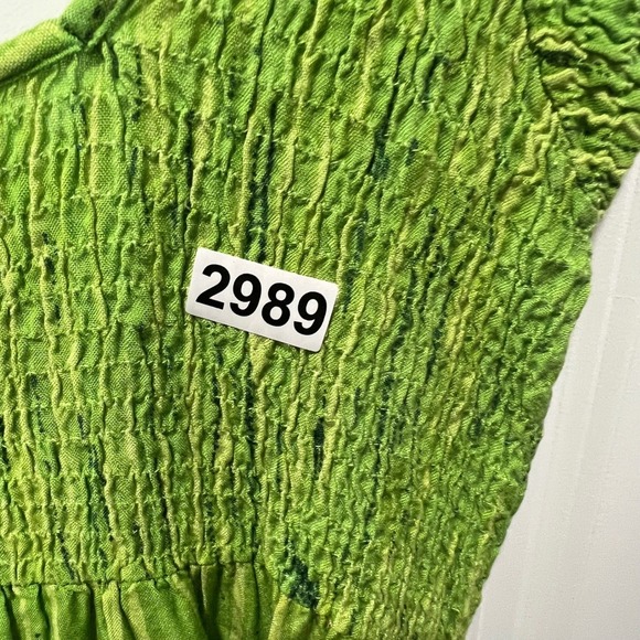 Meetu Magic The African Scene Smocked Ruffled Dress Green 3X Rayon - Picture 8 of 8